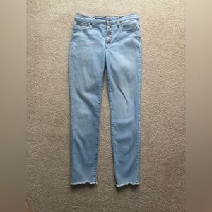 J Crew Light Wash Button-Fly Jeans with Raw Hem | Size 28